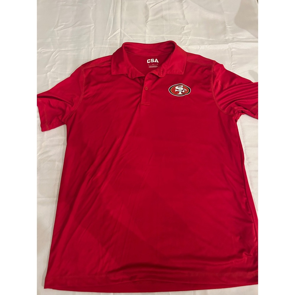 CSA San Francisco 49ers Polo Mens Large Red Excellent NFL Performance Shirt SF
